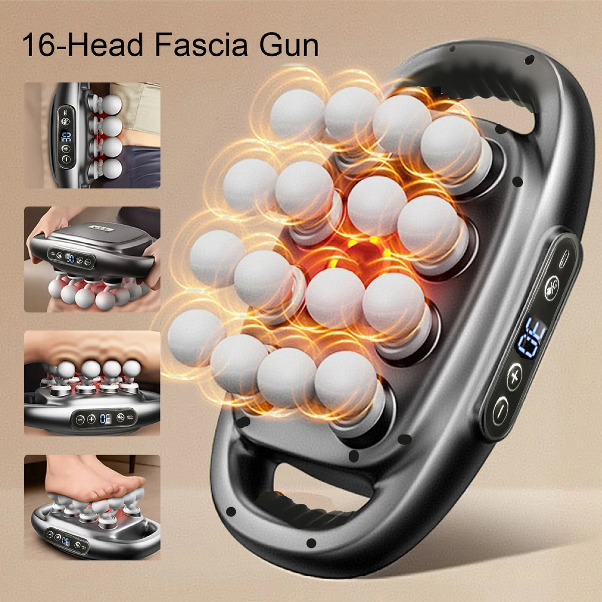 RELAXPRO 16-Head Fascia Massage Gun | Multi-Head Body Massager | Powerful vibrator